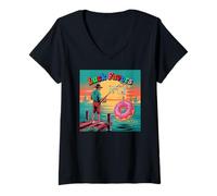 Femme Luck Favors The Angler with The Last Donut T-Shirt avec Col en V