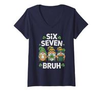 Femme Lucky 67 Gnomes St Patrick Joke Six Seven Brain Rot 6 7 T-Shirt avec Col en V