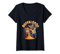 Femme Lucky Buffalo Casino Machine à sous Gambling Funny Gambler T-Shirt avec Col en V