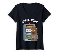 Femme Lucky Buffalo Casino Slot Machine BUFFALOOOOO Gambling T-Shirt avec Col en V
