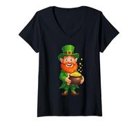 Femme Lucky Little Legend Dessin animé Leprechaun T-Shirt avec Col en V