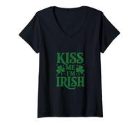Femme Lucky Mischief Embrasse-Moi, Je suis Irlandais T-Shirt avec Col en V