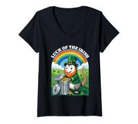 Femme Lucky of The Irish Opossum St. Patrick's Day Trash Panda T-Shirt avec Col en V