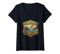 Femme Lucky Peak State Park Idaho Souvenir Graphique Fantaisie T-Shirt avec Col en V