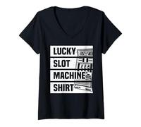 Femme Lucky Slot Machine à sous Casino Gambler Funny Gambling T-Shirt avec Col en V