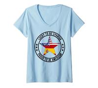 Femme Lucky to Be Spanish Proud to Be American Assomption of Mary T-Shirt avec Col en V
