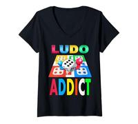 Femme Ludo Jeu de Cartes T-Shirt Ludo Addictive Idée Cadeau T-Shirt avec Col en V