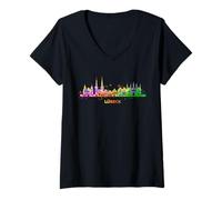 Femme Lübeck Skyline Paysage Urbain coloré de Lübeck T-Shirt avec Col en V