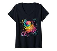 Femme Luge motoneige Colorsplash T-Shirt avec Col en V