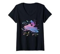 Femme Luge motoneige Colorsplash T-Shirt avec Col en V