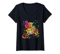Femme Luge motoneige Colorsplash T-Shirt avec Col en V