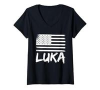 Femme Luka Prénom personnalisé Citoyenneté Anniversaire Nom T-Shirt avec Col en V