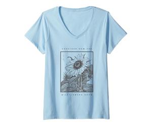 Femme Luke 12:27 Matthieu 6:27 Consider How The Wildflowers Grow T-Shirt avec Col en V