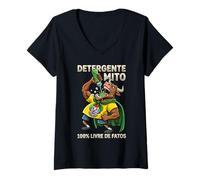 Femme Lula Président du Brésil 13 PT Je ne Bois Pas de détergent T-Shirt avec Col en V