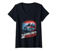Femme Lumières clignotantes et aide à sauver des vies T-Shirt avec Col en V