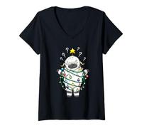 Femme Lumières de Noël Moutons Noirs Valais Drôle Design T-Shirt avec Col en V