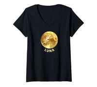 Femme Luna Le Chien et la Lune T-Shirt avec Col en V