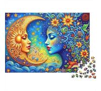 Femme Lune Cosmique Casse-tête 1000 Pièces avec Clic Parfait,Puzzle d'art énigme De Compétence Logique pour Une Activité Zen,Puzzle Cadeau d'anniversaire 70x50cm/1000pcs