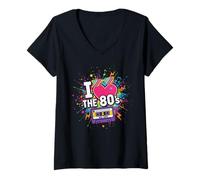 Femme Lunettes Classiques I Love The 80s Cassette Fun Funky Throwback T-Shirt avec Col en V