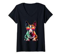 Femme Lunettes de soleil Bull Terrier English Bull Terriers Bullie Dog T-Shirt avec Col en V