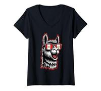 Femme Lunettes de soleil drapeau péruvien Alpaga Héritage T-Shirt avec Col en V