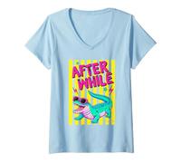 Femme Lunettes de Soleil rétro Alligator après Un Certain Temps T-Shirt avec Col en V