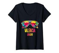 Femme Lunettes de Soleil Valencia 2026 Tenue Valencia 2026 T-Shirt avec Col en V