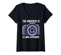 Femme l'univers est Un Photographe Spatial à Longue Exposition T-Shirt avec Col en V