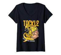 Femme Lutte Contre Les Guerriers du Cancer de l'enfance avec Ruban doré T-Shirt avec Col en V
