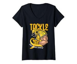 Femme Lutte Contre Les Guerriers du Cancer de l'enfance avec Ruban doré T-Shirt avec Col en V