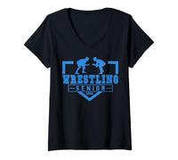 Femme Lutte Senior Night Wrestling Senior 2026 Graduation 78 T-Shirt avec Col en V