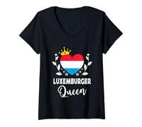 Femme Luxembourger Queen Luxembourg Flag Proud Luxembourger Woman T-Shirt avec Col en V