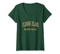 Femme Lycée de Fleming Island HS Orange Park FL Retro Sports T-Shirt avec Col en V