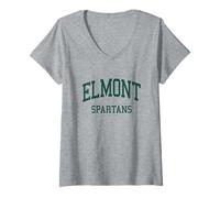 Femme Lycée Elmont Memorial HS Elmont NY Retro T-Shirt avec Col en V