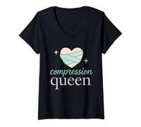 Femme Lymphœdème Guerrier Sensibilisation lymphatique Lutte contre les maladies chroniques T-Shirt avec Col en V