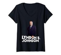 Femme Lyndon B. Johnson T-Shirt avec Col en V