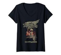 Femme Lynyrd Skynyrd Call Me Breeze Biker Eagle Classic Retro Rock T-Shirt avec Col en V