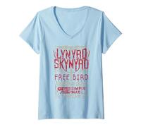 Femme Lynyrd Skynyrd Donne Un Concert de Rock Gratuit avec Bird Simple Man Gimme dans Les années 70 T-Shirt avec Col en V