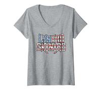 Femme Lynyrd Skynyrd Drapeau USA Étoiles Rayures Logo Southern Gifts T-Shirt avec Col en V