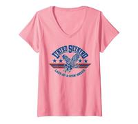 Femme Lynyrd Skynyrd Dyin Breed Logo Drapeau américain des années 70 Classique Band Rock T-Shirt avec Col en V, Rose, XL