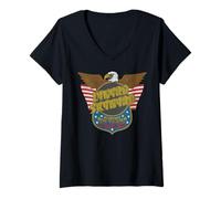 Femme Lynyrd Skynyrd Eagle Badge de Soutien Drapeau américain années 70 Southern Rock T-Shirt avec Col en V