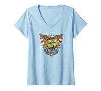 Femme Lynyrd Skynyrd Eagle Badge de Soutien Drapeau américain Rock années 70 du Sud T-Shirt avec Col en V