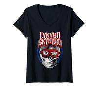 Femme Lynyrd Skynyrd Freebird Crâne Lunettes Vintage Festival Biker T-Shirt avec Col en V