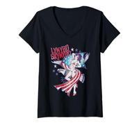 Femme Lynyrd Skynyrd Lady Liberty Eagle Stars Stripes Drapeau américain Rock T-Shirt avec Col en V