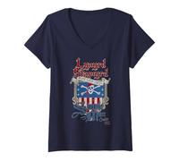 Femme Lynyrd Skynyrd Simple Man Cruise Drapeau américain Pirate Classique Rock T-Shirt avec Col en V