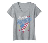 Femme Lynyrd Skynyrd Wing Stars Drapeau Support Southern Rock Cadeaux T-Shirt avec Col en V