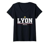 Femme Lyon France T-Shirt avec Col en V