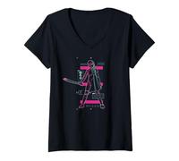 Femme M3GAN Neon Combat Mode Schematic Design T-Shirt avec Col en V