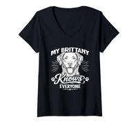 Femme Ma Bretagne connaît Tout Le Monde T-Shirt avec Col en V