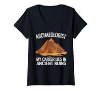Femme Ma carrière réside dans des ruines Anciennes Archéologue drôle T-Shirt avec Col en V
